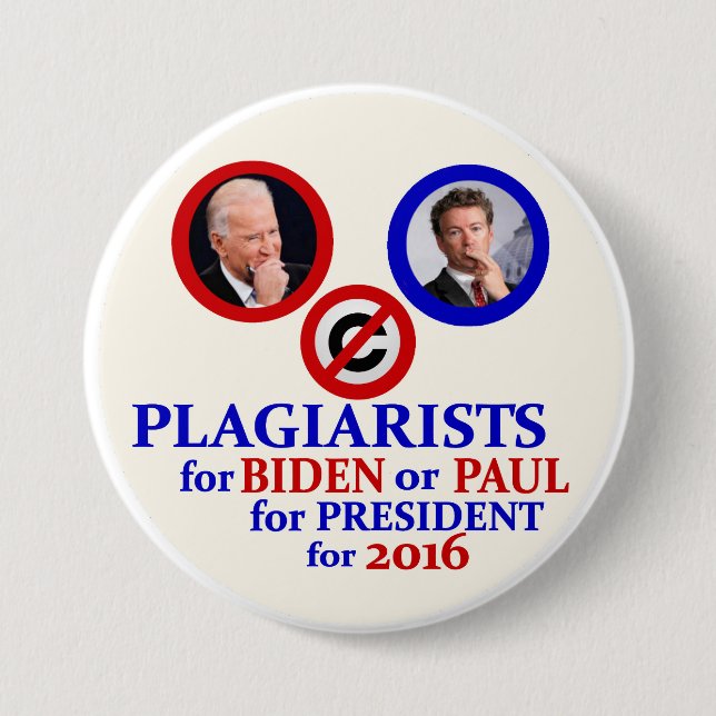 Bóton Redondo 7.62cm Plagiarists para Biden ou Paul (Frente)