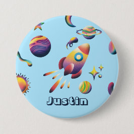 Bóton Redondo 7.62cm Plano de Espaço Colorido Personalizado Planetas Vo