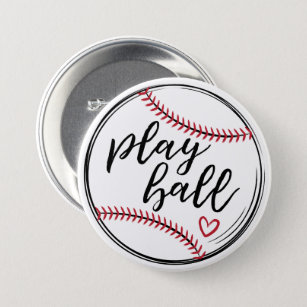 Bóton Redondo 7.62cm Play Ball Doodle Baseball Graphic, GraphicLoveShop