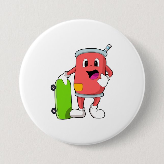 Bóton Redondo 7.62cm Pode como skater com skate (Frente)