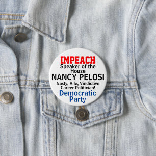 Bóton Redondo 7.62cm Política de Carreira Impeach Auto-falante Pelosi