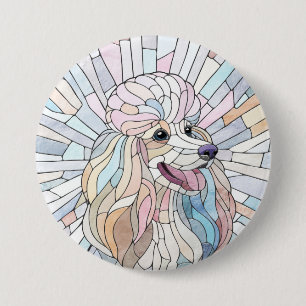 Bóton Redondo 7.62cm Poodle - arte mosaica pastel