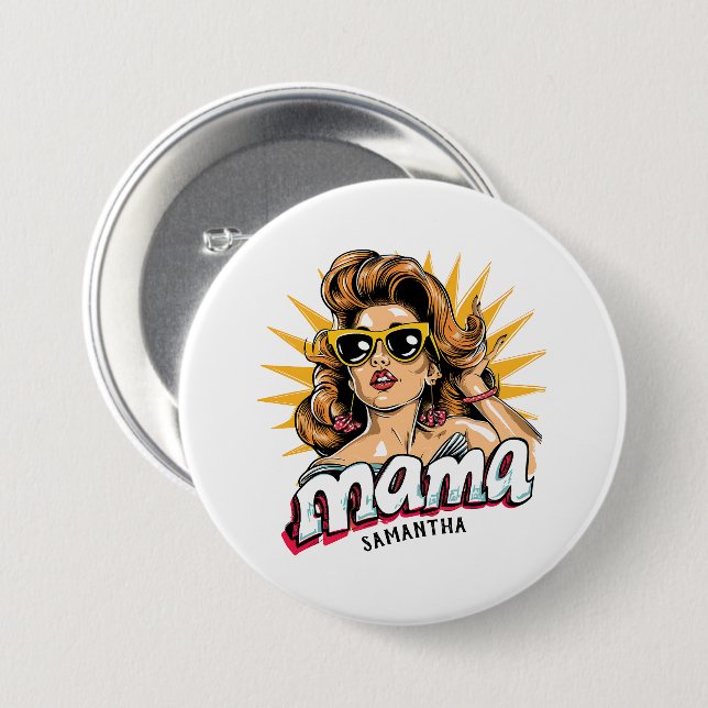 Bóton Redondo 7.62cm Pop da Mãe Personalizada Arte 1 (Frente & Verso)