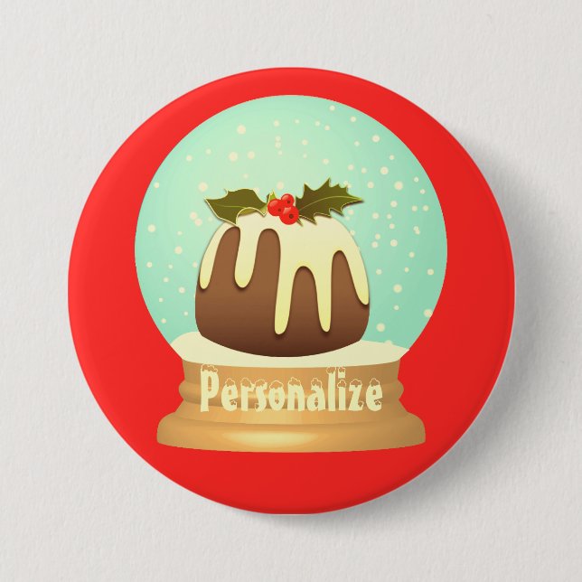 Bóton Redondo 7.62cm Prata de ameixa neve globo de inverno vermelho ver (Frente)