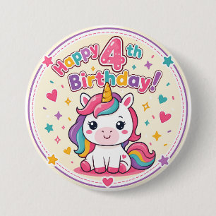 Bóton Redondo 7.62cm Prato de Papel Mágico para 4º Aniversário do Unicó