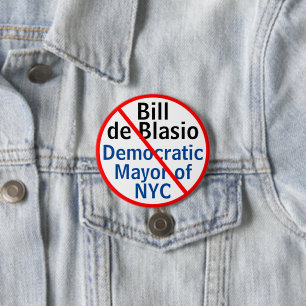Bóton Redondo 7.62cm Prefeito Democrático Anti Bill de Blasio NYC