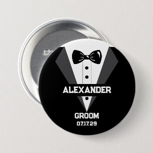 Bóton Redondo 7.62cm Presente do Groom com Nome Personalizado e Data de
