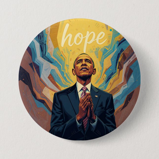 Bóton Redondo 7.62cm President Barack Obama and the Message of Hope  (Frente)
