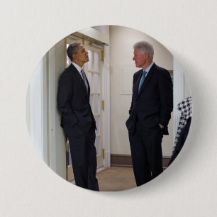 Bóton Redondo 7.62cm Presidentes Barack Obama e Bill Clinton
