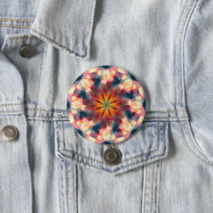 Bóton Redondo 7.62cm Prismático Caleidoscópico Psicodélico Mandala