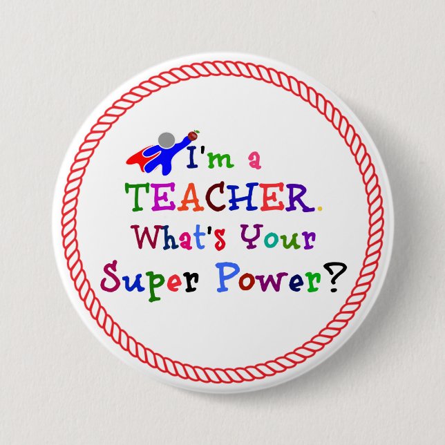 Bóton Redondo 7.62cm Professor super-herói (Frente)