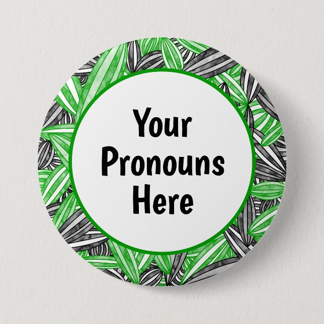 Bóton Redondo 7.62cm PRONUNCIA Neutrois Pride Abstrato de Peles de Flor (Frente)