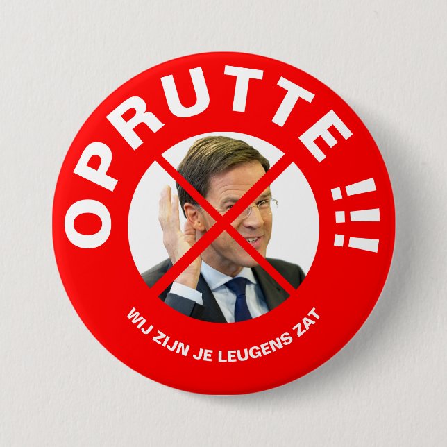 Bóton Redondo 7.62cm Protest button Mark Rutte (Frente)