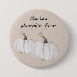 Bóton Redondo 7.62cm Pumpkins Branco Padrão de Arte de Aquarela