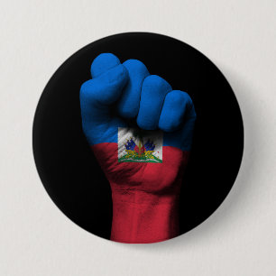 Bóton Redondo 7.62cm Punho apertado aumentado com bandeira haitiana