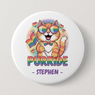 Bóton Redondo 7.62cm Purride - Laranja Cat com Sinalizador Orgulho LGBT