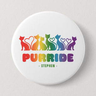 Bóton Redondo 7.62cm Purride - Rainbow Cat Silhouette LGBTQ+ Pride Pun