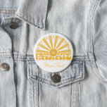 Bóton Redondo 7.62cm RADIATE Be The Sunshine Vintage Retro Gold Graphic<br><div class="desc">Striking sunshine motif in ombre golds. Retro feel illustration incorporating a hand-lettered ‘Radiate’ design with a Seventies vibe and a hand-drawn central badge with sunrays studded with ‘Be The Sunshine’ lettering. Great as a treat for yourself or perfect as a gift for family, friends and co-workers. Unique digital art exclusive...</div>