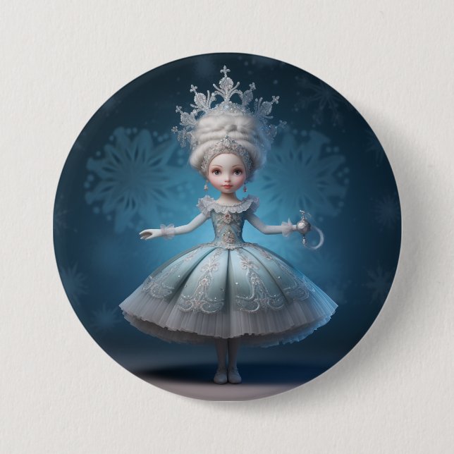 Bóton Redondo 7.62cm Rainha da Neve da Moda do Ballet Quebra-Nozes (Frente)