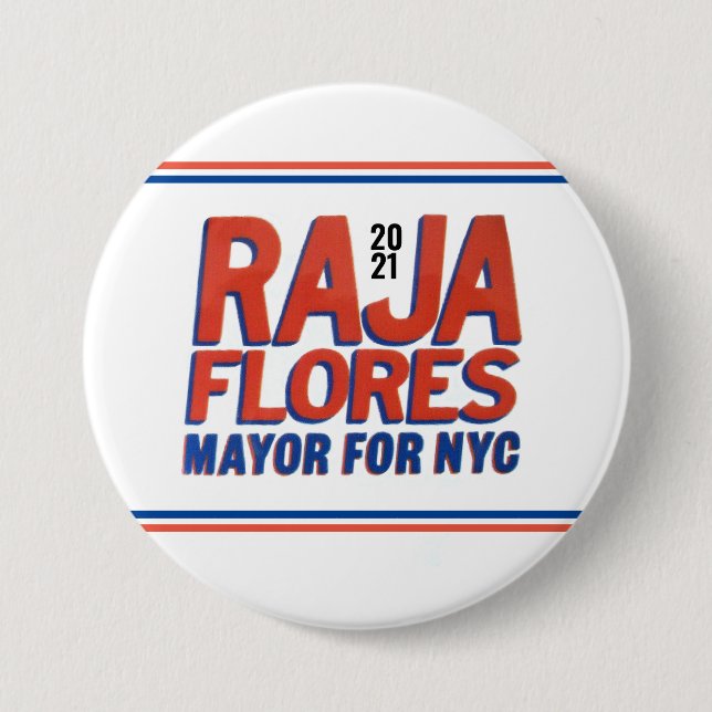 Bóton Redondo 7.62cm Raja Flores 2021 Presidente da Câmara NYC (Frente)