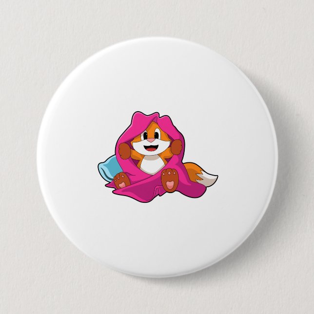 Bóton Redondo 7.62cm Raposa com Travesseiro e cobertor (Frente)