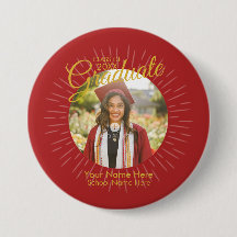 Red & Gold Star Graduate Button