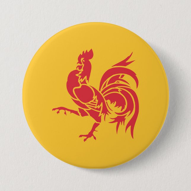 Bóton Redondo 7.62cm Red Rooster (Bandeira da Valônia) (Frente)