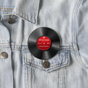 Bóton Redondo 7.62cm registro de vinil de texto personalizado legal ret