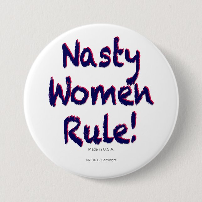 Bóton Redondo 7.62cm Regra das Mulheres Desagradáveis (Frente)