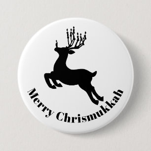 Bóton Redondo 7.62cm Reindeer Silhouette Chrismukkah Button