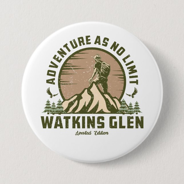Bóton Redondo 7.62cm Retro Watkins Glen Hike (Frente)