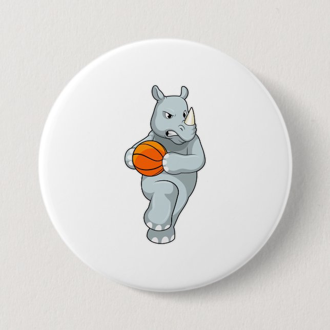 Bóton Redondo 7.62cm Rhino como jogador de basquetebol (Frente)