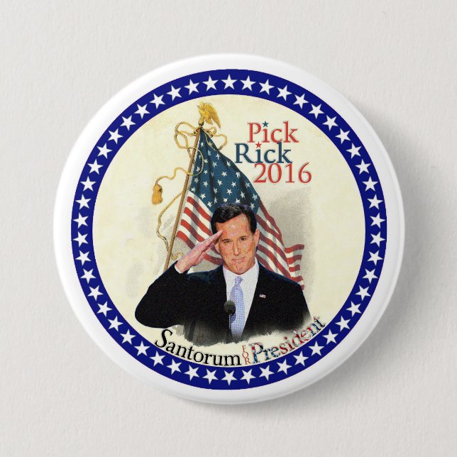 Bóton Redondo 7.62cm Rick Santorum para o presidente 2016 (Frente)