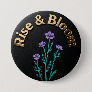 Bóton Redondo 7.62cm Rise & Bloom – Broche Floral Inspirador