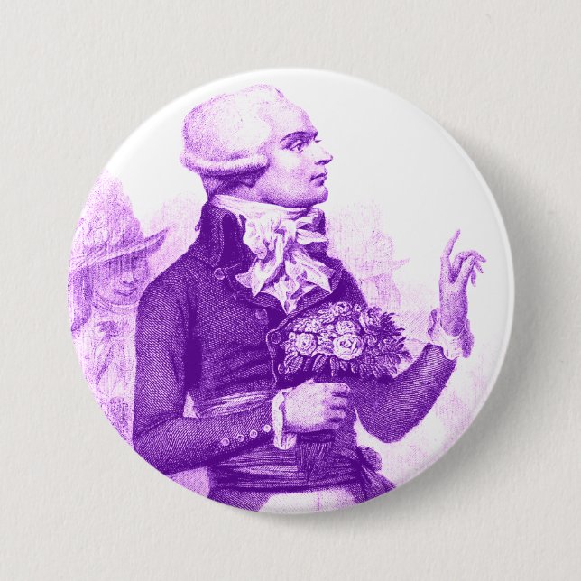 Bóton Redondo 7.62cm Robespierre roxo com Buquê (Frente)