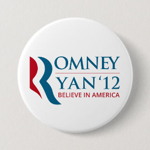 Bóton Redondo 7.62cm Romney/Ryan 2012 para o presidente dos E.U. e o VP