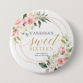 Bóton Redondo 7.62cm Rosa verde de cinza de ouro russo verde 16º b dia