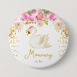 Bóton Redondo 7.62cm Rosas cor-de-rosa e Douradas a serem