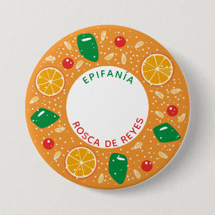 Bóton Redondo 7.62cm Rosca de Reyes para a Epifania