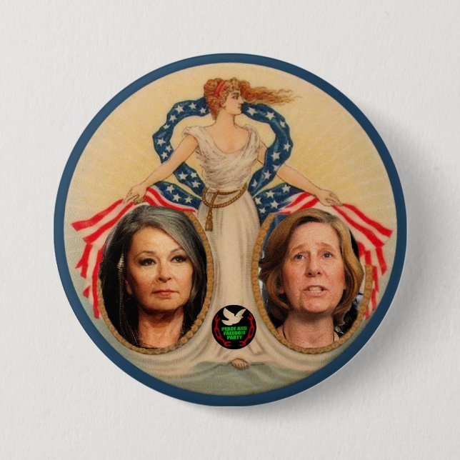 Bóton Redondo 7.62cm Roseanne Barr/Cindy Sheehan 2012 (Frente)