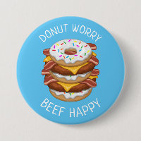 Rosquinha Engraçada Feliz Bacon Cheeseburger