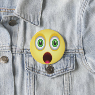 Bóton Redondo 7.62cm Rosto de Emoji Surpreso