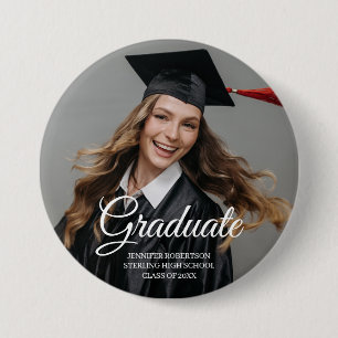 Bóton Redondo 7.62cm Rótulo de Graduado Moderno Clássico Simples Person