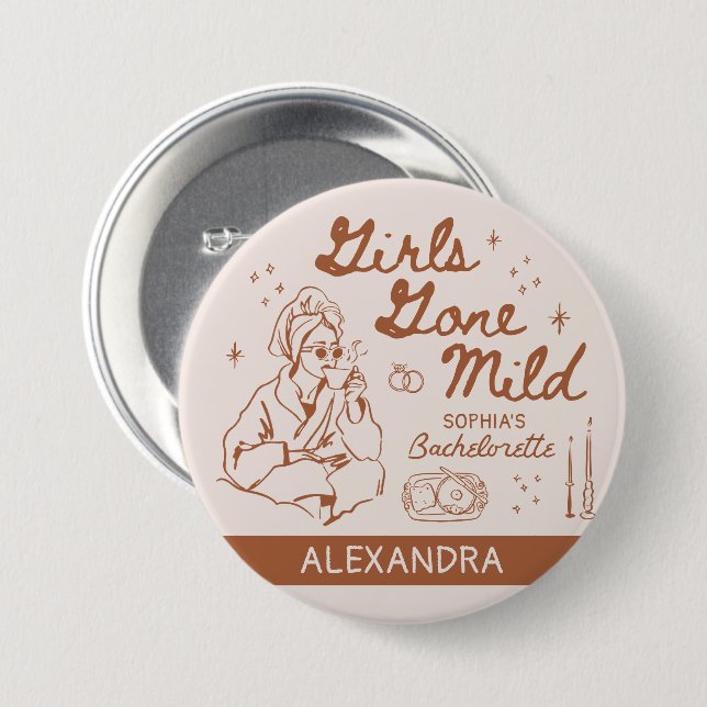 Bóton Redondo 7.62cm Roupão de Spa para despedida de solteira Girls Gon (Frente & Verso)