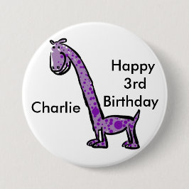 Bóton Redondo 7.62cm Roxo (conhecido) feliz do dinossauro dos desenhos
