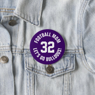 Bóton Redondo 7.62cm Roxo e White Futebol Mãe Número Jersey