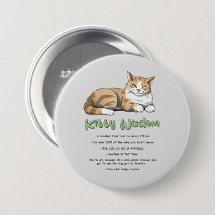 Bóton Redondo 7.62cm Sabedoria Gatinho Engraçada