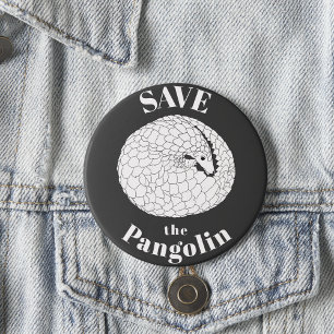 Bóton Redondo 7.62cm Salve a Pangolim rara Espécie Ameaçada de Animais