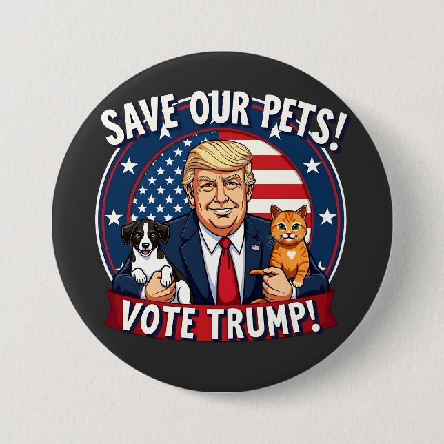 Bóton Redondo 7.62cm Salve nossos Pets de Trump de Votação Pets para Tr (Frente)