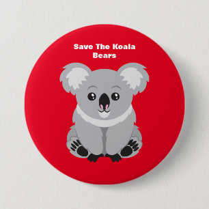 Bóton Redondo 7.62cm Salve os Ursos de Koala